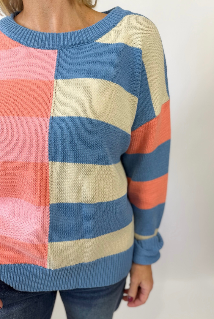 Split Personality Sweater-1- Tops-Cozy Co.-Usher & Co - Women's Boutique Located in Atoka, OK and Durant, OK