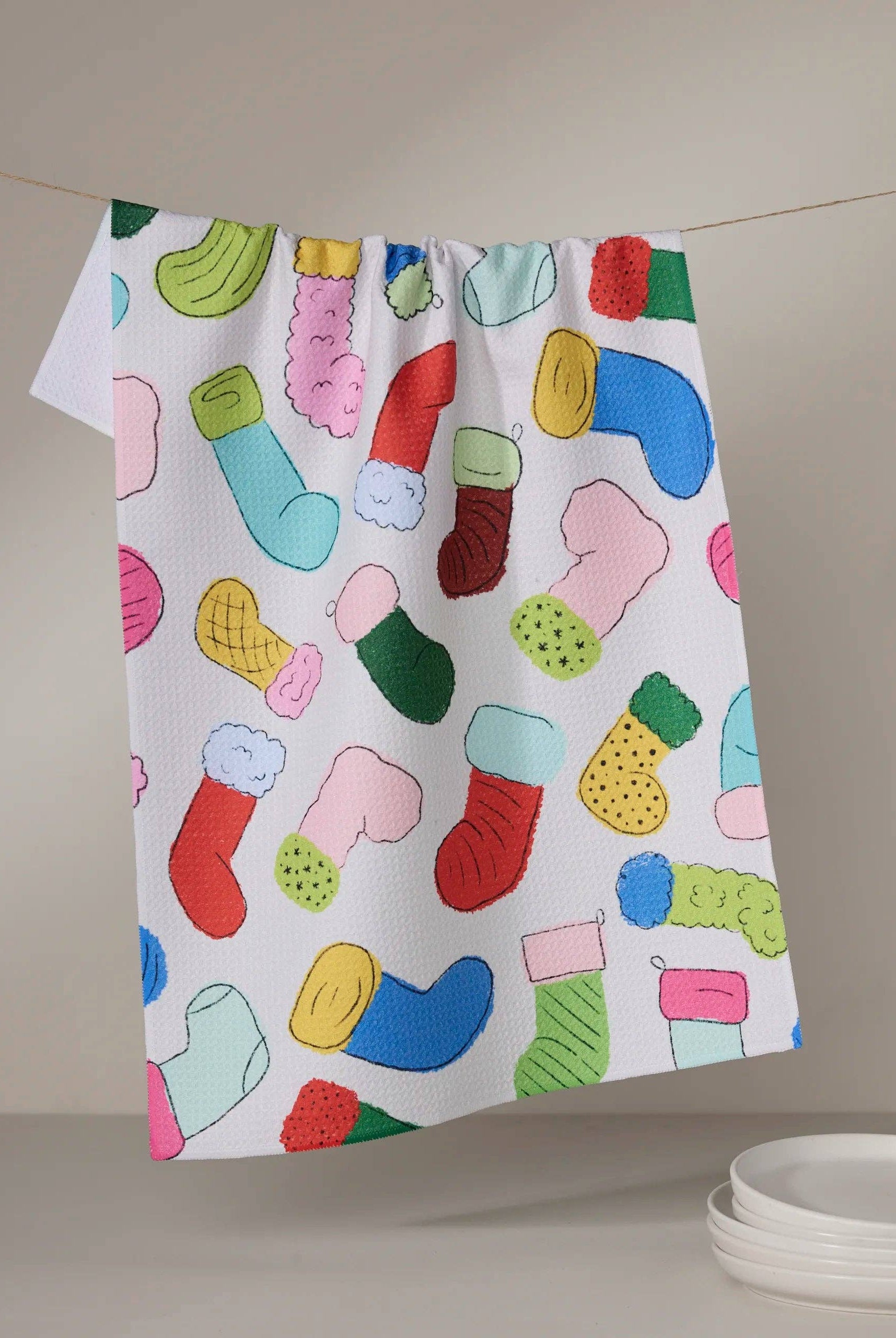 GEOMETRY: Silly Stockings Tea Towel-11- Gift/Home-Geometry-Usher & Co - Women's Boutique Located in Atoka, OK and Durant, OK