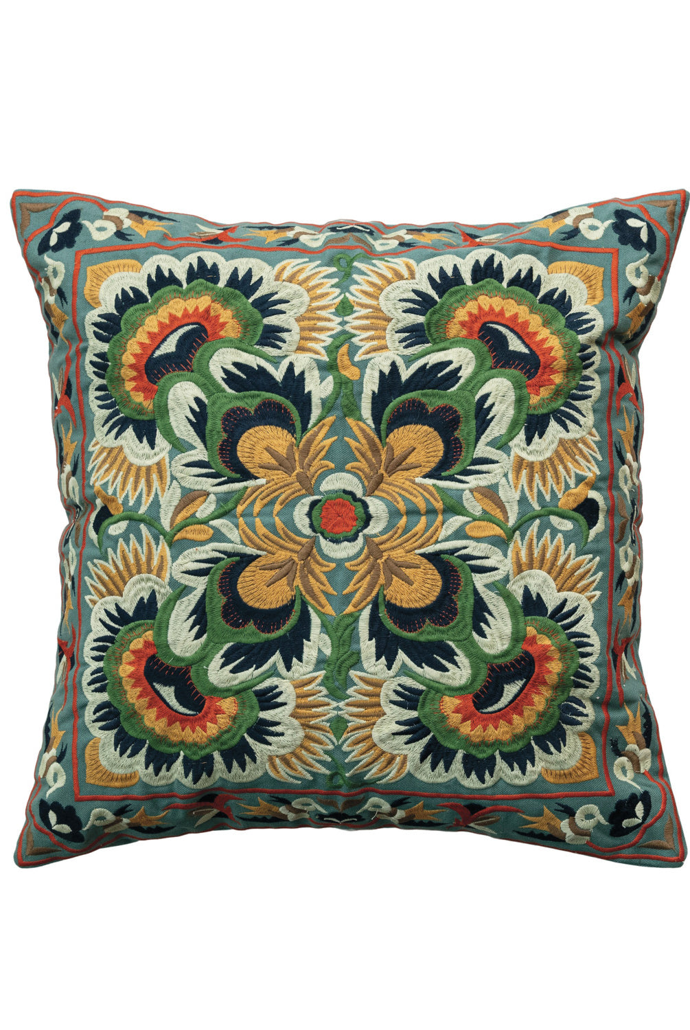 18" Square Cotton Embroidered Pillow w/ Pattern-11- Gift/Home-CREATIVE CO-OP-Usher & Co - Women's Boutique Located in Atoka, OK and Durant, OK