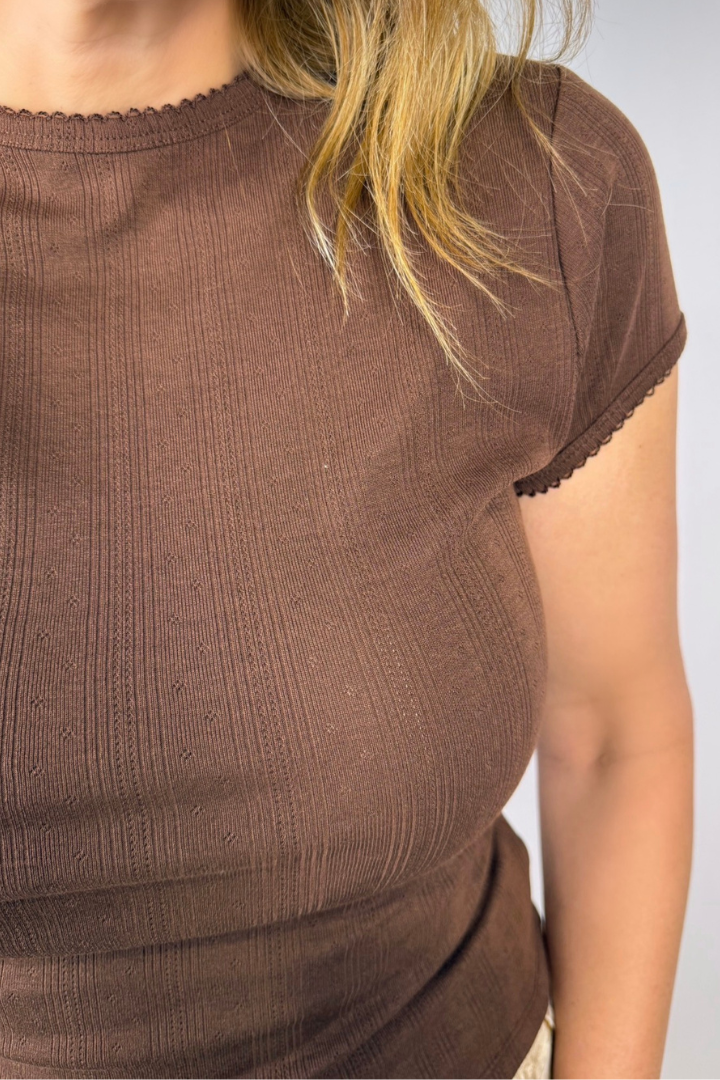 Dizzy Pointelle Tee-1- Tops-HYFVE-Usher & Co - Women's Boutique Located in Atoka, OK and Durant, OK