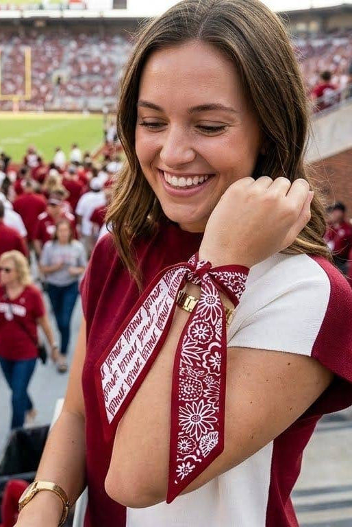 Skinny Scarf – Oklahoma Sooners-8- Accessory-Desden-Usher & Co - Women's Boutique Located in Atoka, OK and Durant, OK