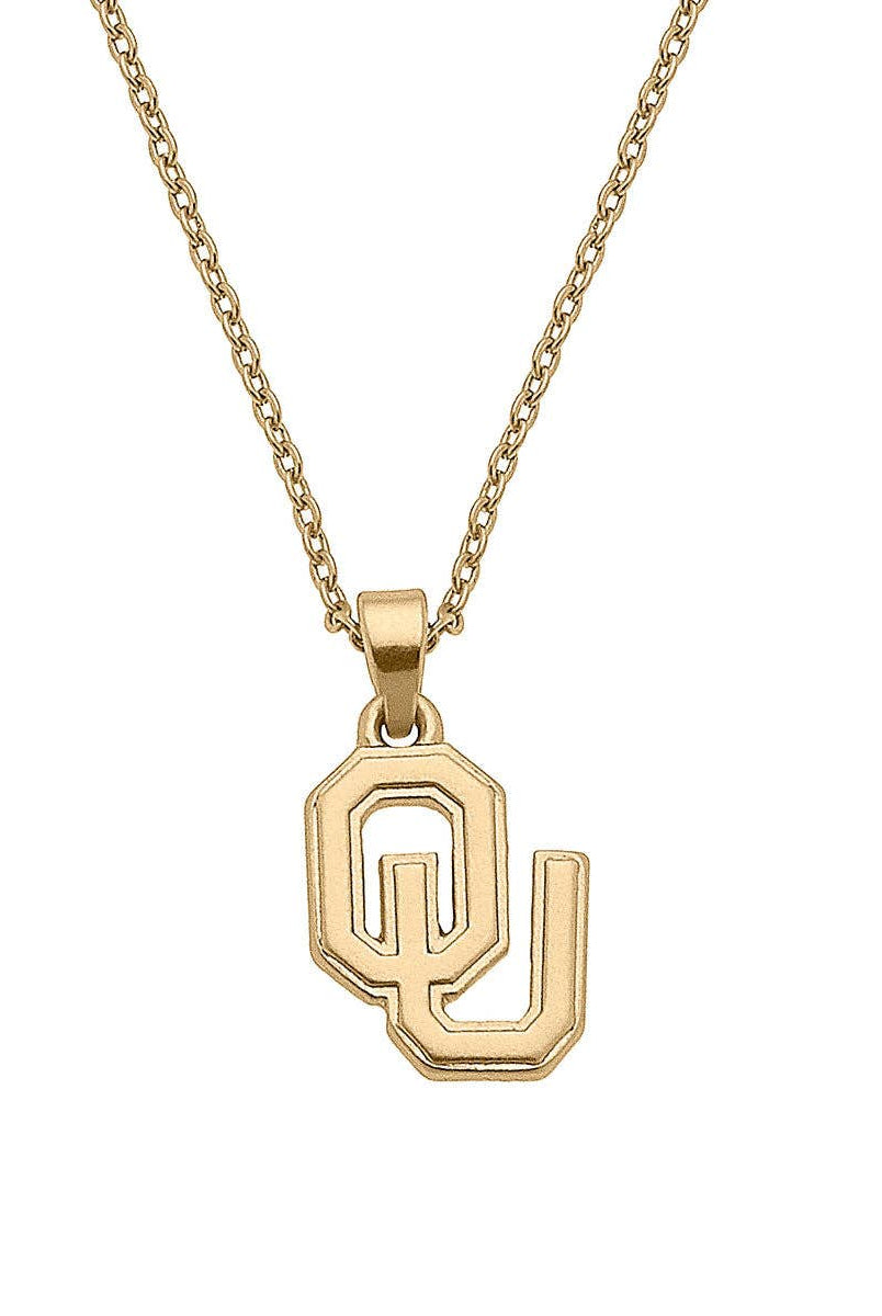 Oklahoma Sooners 24K Gold Plated Pendant Necklace-7- Jewelry-Canvas Style-Usher & Co - Women's Boutique Located in Atoka, OK and Durant, OK