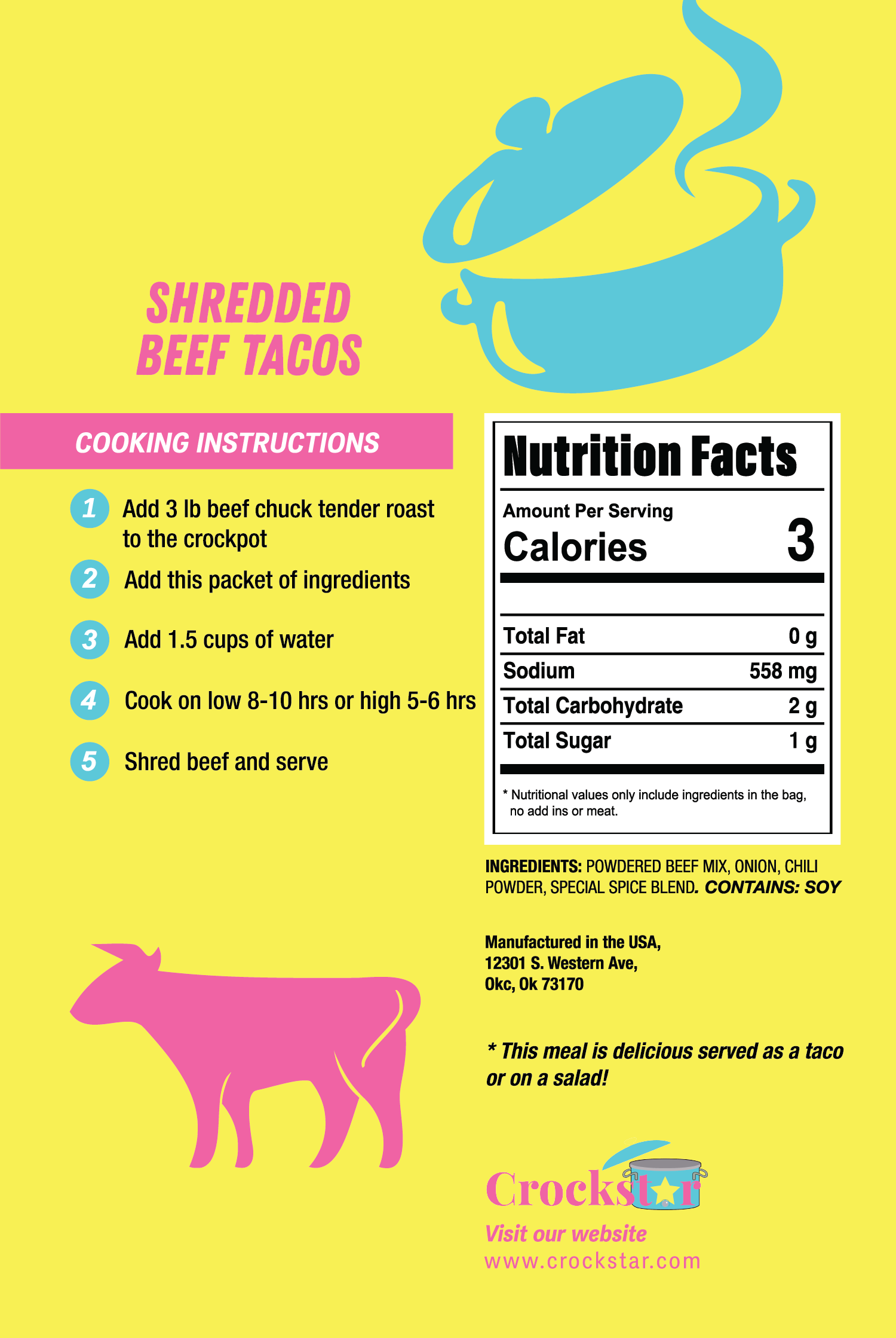 Shredded Beef Tacos -11- Gift/Home-Crockstar Dinner Club-Usher & Co - Women's Boutique Located in Atoka, OK and Durant, OK