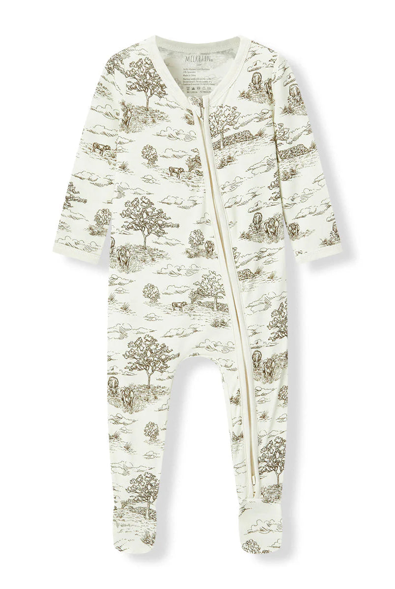 Footed Romper-Country Toile-12- Baby/Kids/Men-Milkbarn-Usher & Co - Women's Boutique Located in Atoka, OK and Durant, OK