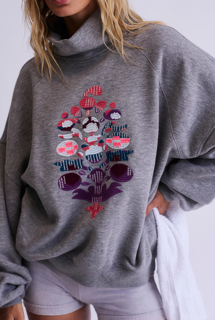 FP Movement: On Your Mark Logo Hoodie-Heather Gray-1- Tops-Free People Movement-Usher & Co - Women's Boutique Located in Atoka, OK and Durant, OK