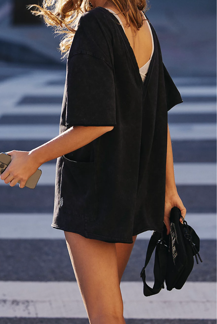 FP Movement: Hot Shot Tee Romper-Black-6- Dress/Romp/Jump-Free People Movement-Usher & Co - Women's Boutique Located in Atoka, OK and Durant, OK