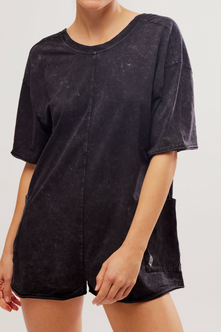 FP Movement: Hot Shot Tee Romper-Black-6- Dress/Romp/Jump-Free People Movement-Usher & Co - Women's Boutique Located in Atoka, OK and Durant, OK