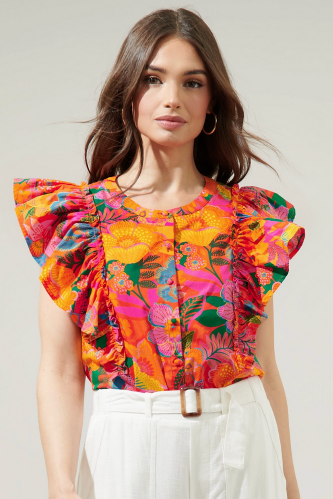 Idalia Button Front Blouse-Short Sleeve Tops-Sugarlips-Usher & Co - Women's Boutique Located in Atoka, OK and Durant, OK