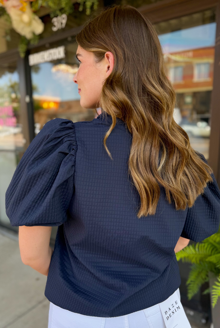 Jackie Puff Sleeve Top-1- Tops-Glam-Usher & Co - Women's Boutique Located in Atoka, OK and Durant, OK