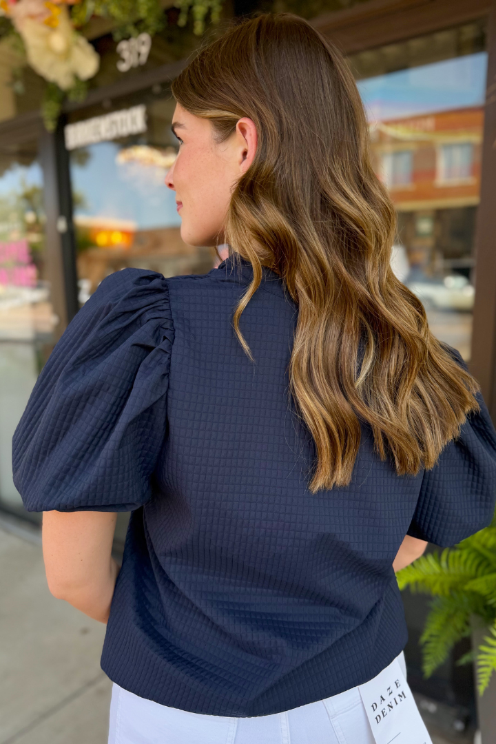 Jackie Puff Sleeve Top-1- Tops-Glam-Usher & Co - Women's Boutique Located in Atoka, OK and Durant, OK
