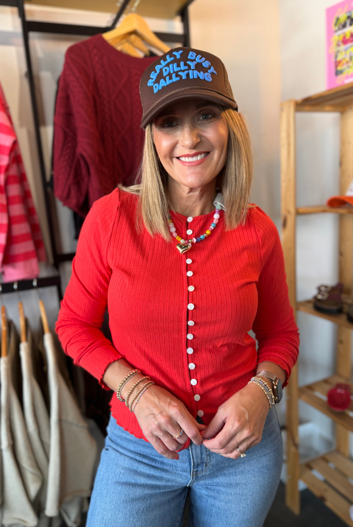 Jocelyn Button Down Knit Top-1- Tops-Wishlist-Usher & Co - Women's Boutique Located in Atoka, OK and Durant, OK