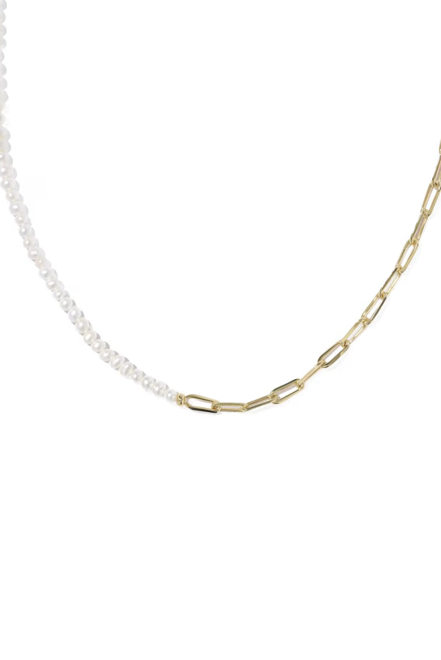 Kendra Scott: Markie Half Chain Necklace-Gold Freshwater Cultured Pearl-7- Jewelry-Kendra Scott-Usher & Co - Women's Boutique Located in Atoka, OK and Durant, OK