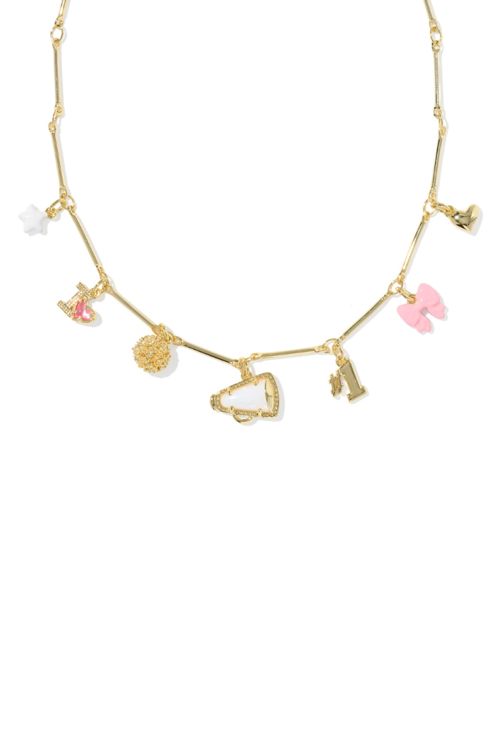 Kendra Scott: Cheer Charm Necklace-Gold Pink/White Mix-7- Jewelry-Kendra Scott-Usher & Co - Women's Boutique Located in Atoka, OK and Durant, OK