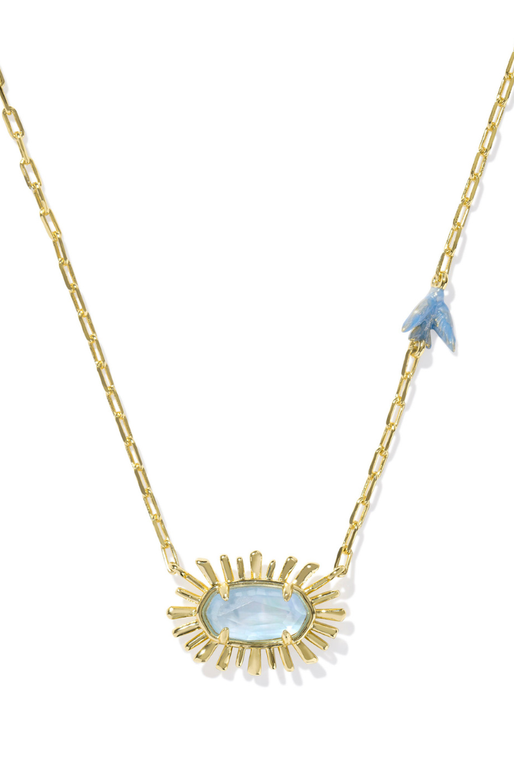 Kendra Scott: Elisa Bird Necklace-Gold Sky Blue Mother of Pearl-7- Jewelry-Kendra Scott-Usher & Co - Women's Boutique Located in Atoka, OK and Durant, OK