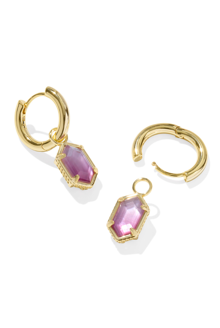 Kendra Scott: Hallie Huggie Earring-Gold Purple Watercolor Illusion-7- Jewelry-Kendra Scott-Usher & Co - Women's Boutique Located in Atoka, OK and Durant, OK