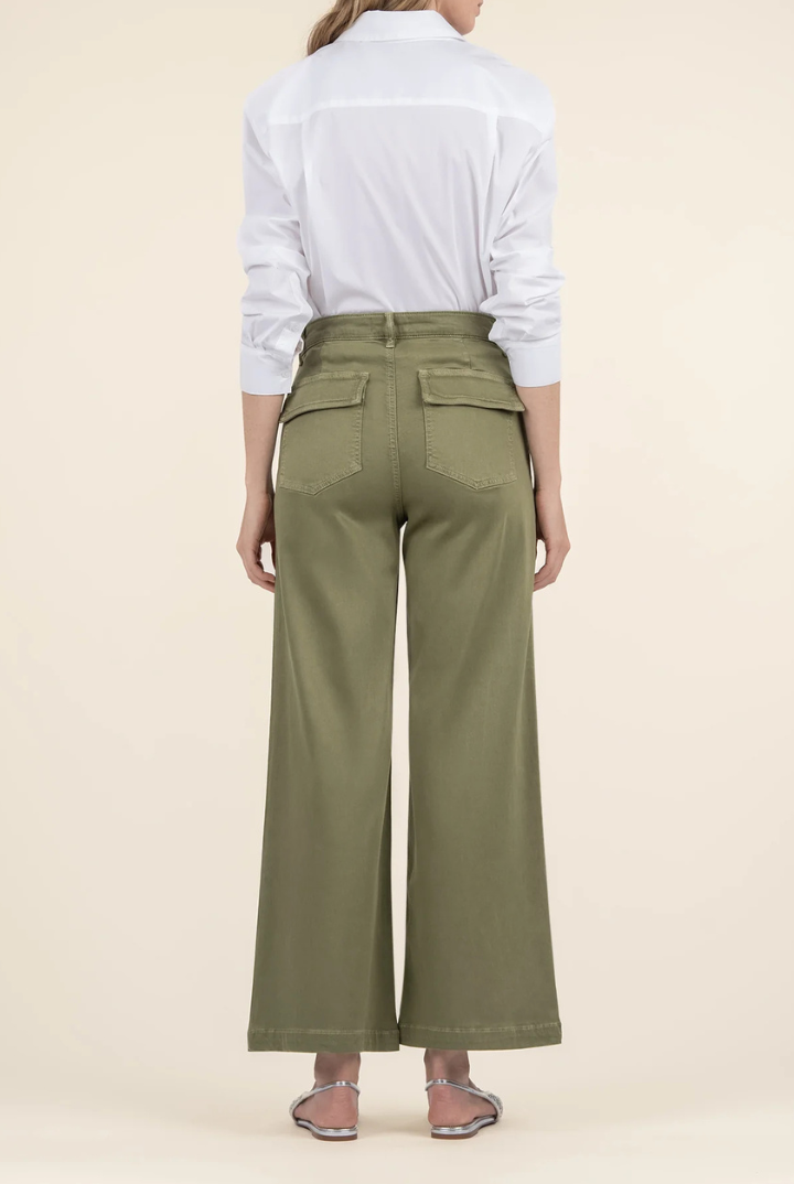 Kut From The Kloth: Meg Wide Leg Pant-Basil-4- Bottoms-KUT FROM THE KLOTH-Usher & Co - Women's Boutique Located in Atoka, OK and Durant, OK