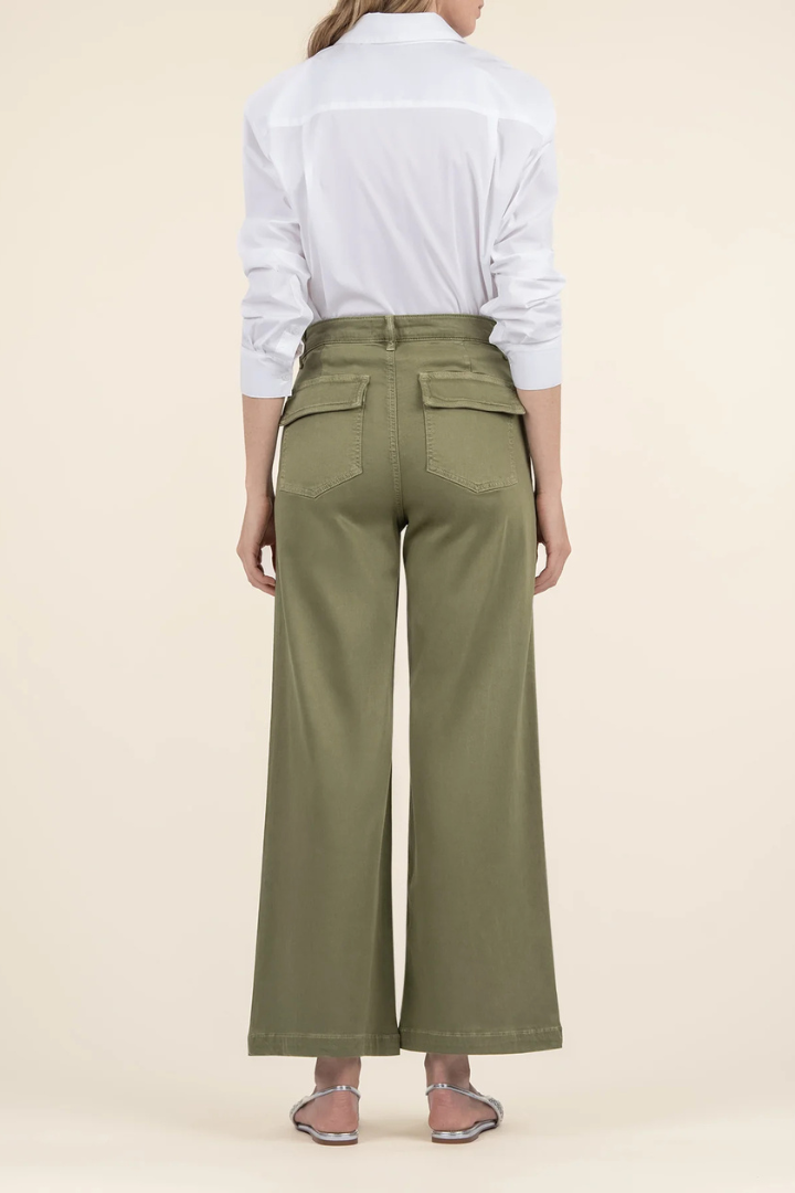 Kut From The Kloth: Meg Wide Leg Pant-Basil-4- Bottoms-KUT FROM THE KLOTH-Usher & Co - Women's Boutique Located in Atoka, OK and Durant, OK
