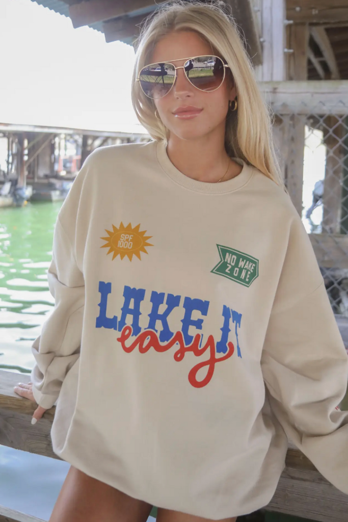 Lake It Easy Sweatshirt-Graphic Sweatshirts-Charlie Southern-Usher & Co - Women's Boutique Located in Atoka, OK and Durant, OK