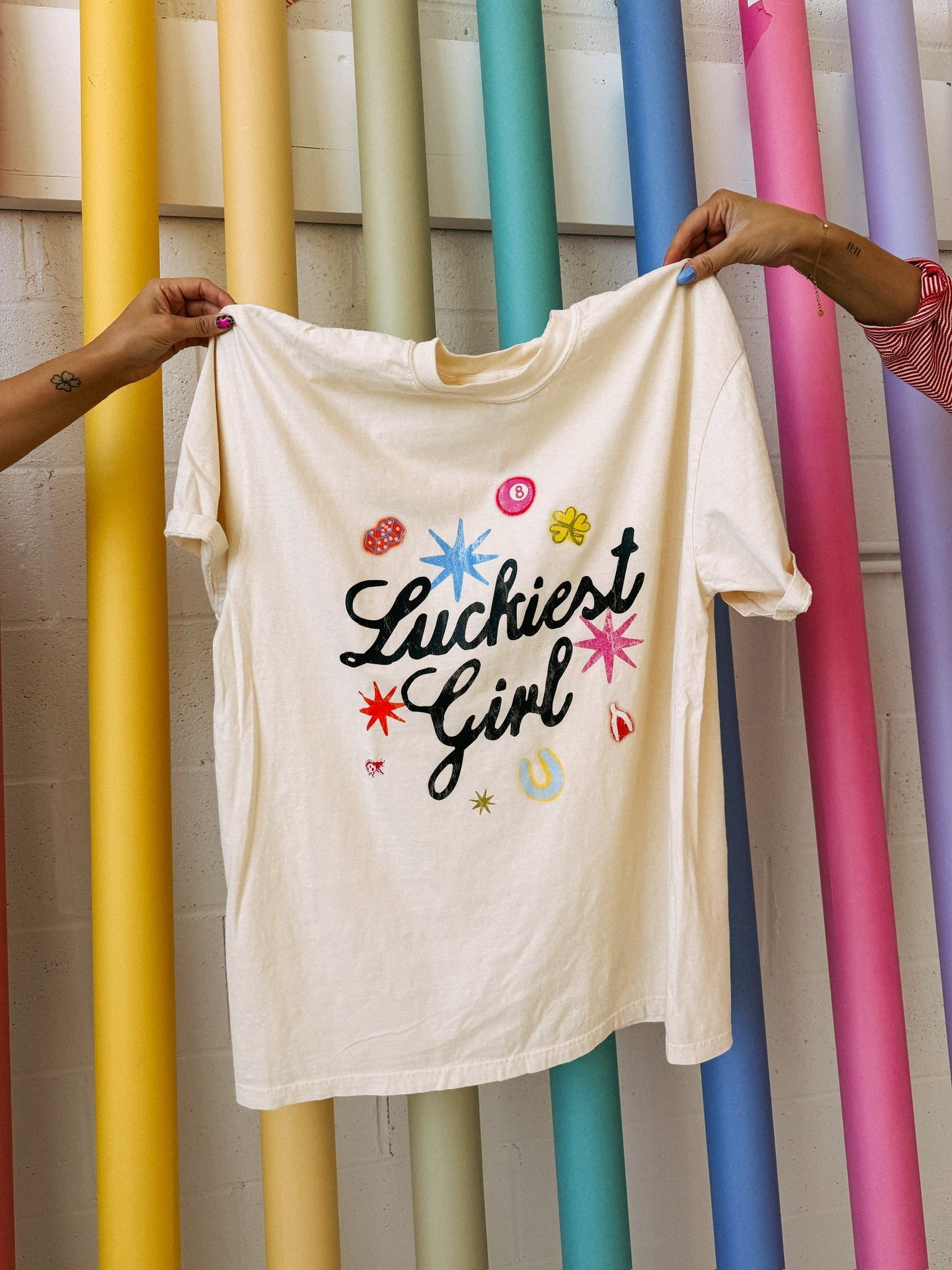 Luckiest Girl Tee-1- Tops-Etta + East-Usher & Co - Women's Boutique Located in Atoka, OK and Durant, OK
