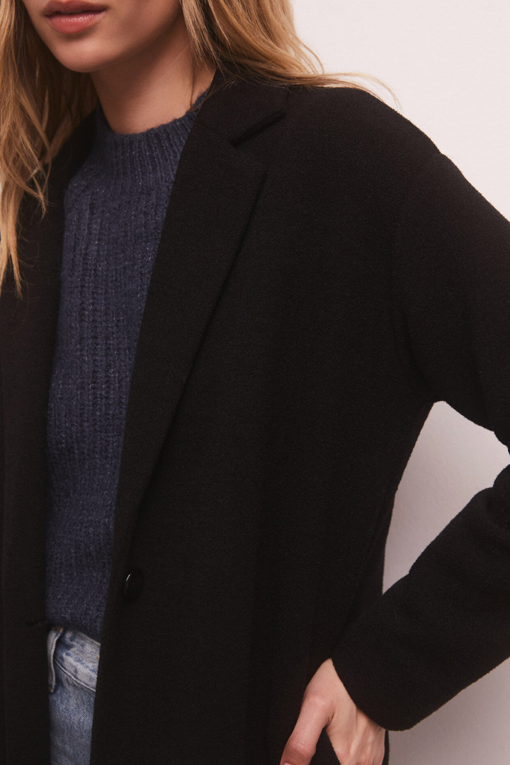 Z Supply: Mason Coat-Black-2- Tops Over-Z SUPPLY-Usher & Co - Women's Boutique Located in Atoka, OK and Durant, OK