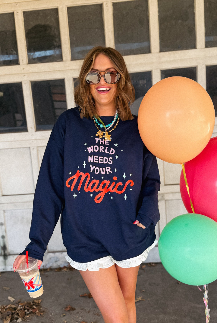 Needs Your Magic Sweatshirt-1- Tops-Etta + East-Usher & Co - Women's Boutique Located in Atoka, OK and Durant, OK