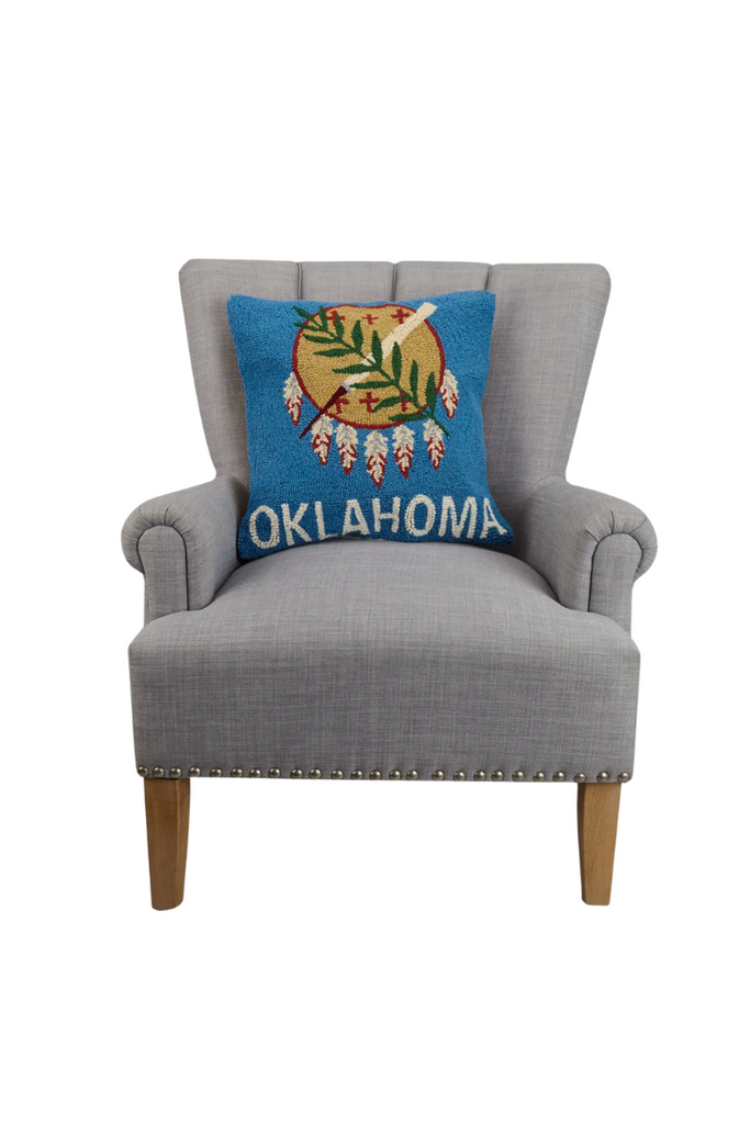 Oklahoma Flag Pillow-Pillows/Throws-Peking Handicraft-Usher & Co - Women's Boutique Located in Atoka, OK and Durant, OK