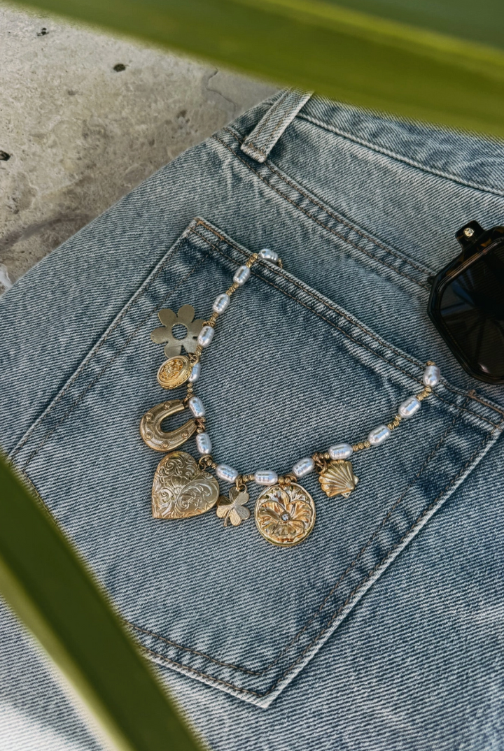 Pearl Snap Charm Necklace-7- Jewelry-Etta + East-Usher & Co - Women's Boutique Located in Atoka, OK and Durant, OK