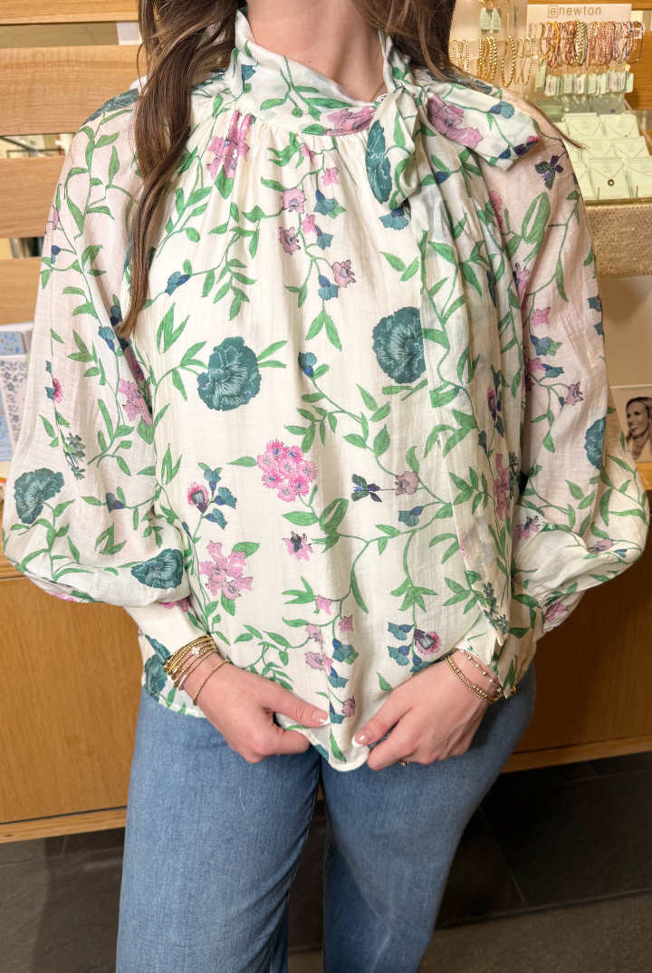 Peony Blouse-White-1- Tops-ENTRO-Usher & Co - Women's Boutique Located in Atoka, OK and Durant, OK