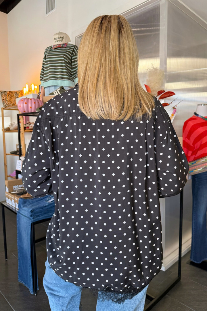 Farrah Polka Dot Button Down-1- Tops-Glam-Usher & Co - Women's Boutique Located in Atoka, OK and Durant, OK