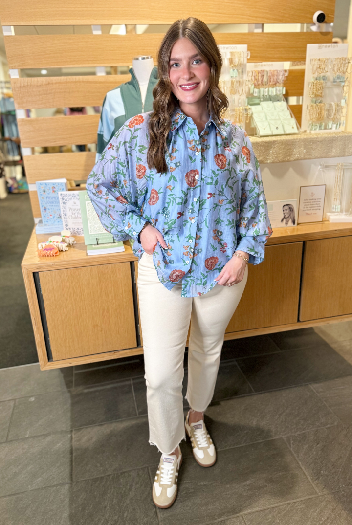 Posie Button Down-1- Tops-ENTRO-Usher & Co - Women's Boutique Located in Atoka, OK and Durant, OK