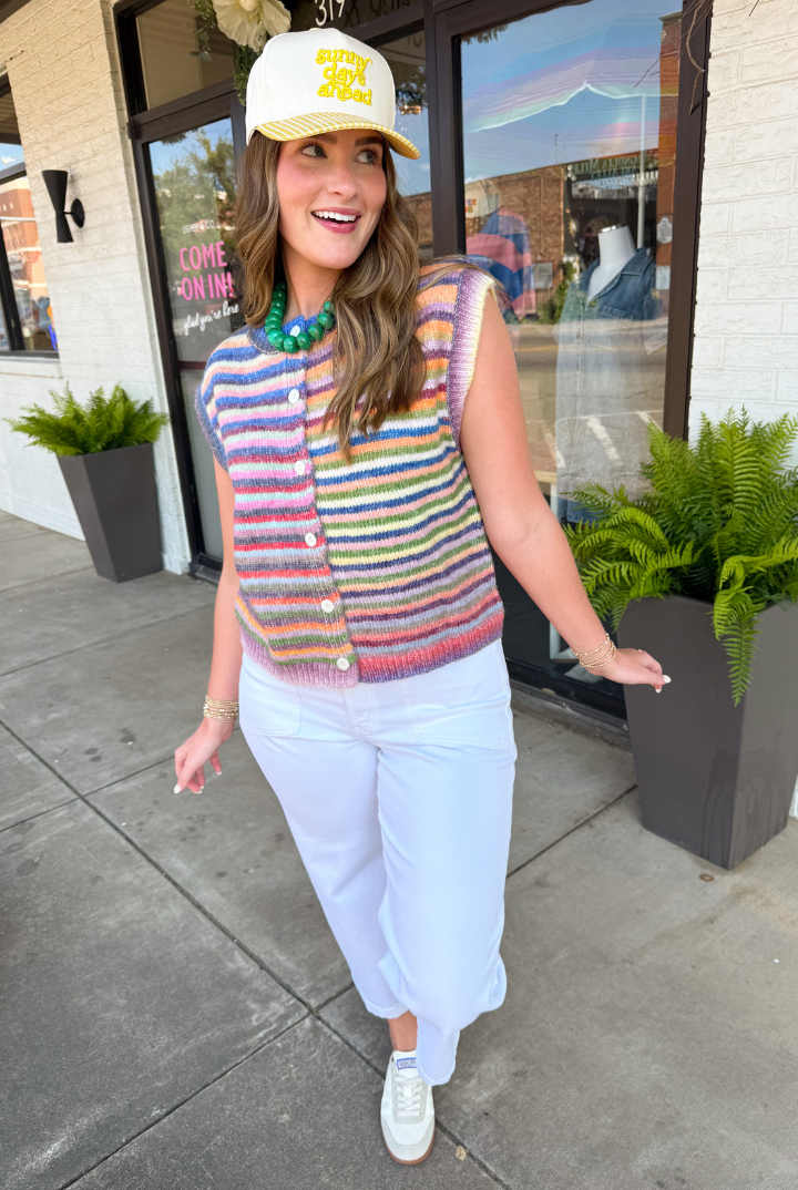 Riley Rainbow Sweater Vest-1- Tops-Wishlist-Usher & Co - Women's Boutique Located in Atoka, OK and Durant, OK