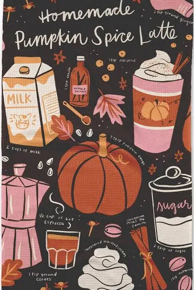 Pumpkin Spice Latte Tea Towel-Kitchen Textiles-Geometry-Usher & Co - Women's Boutique Located in Atoka, OK and Durant, OK