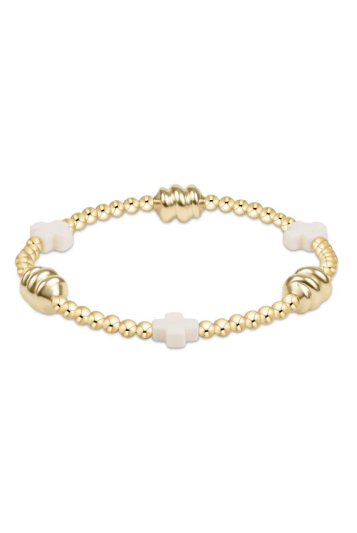 enewton: Signature Cross Admire Gold 3mm Bracelet-Off White-7- Jewelry-ENEWTON-Usher & Co - Women's Boutique Located in Atoka, OK and Durant, OK