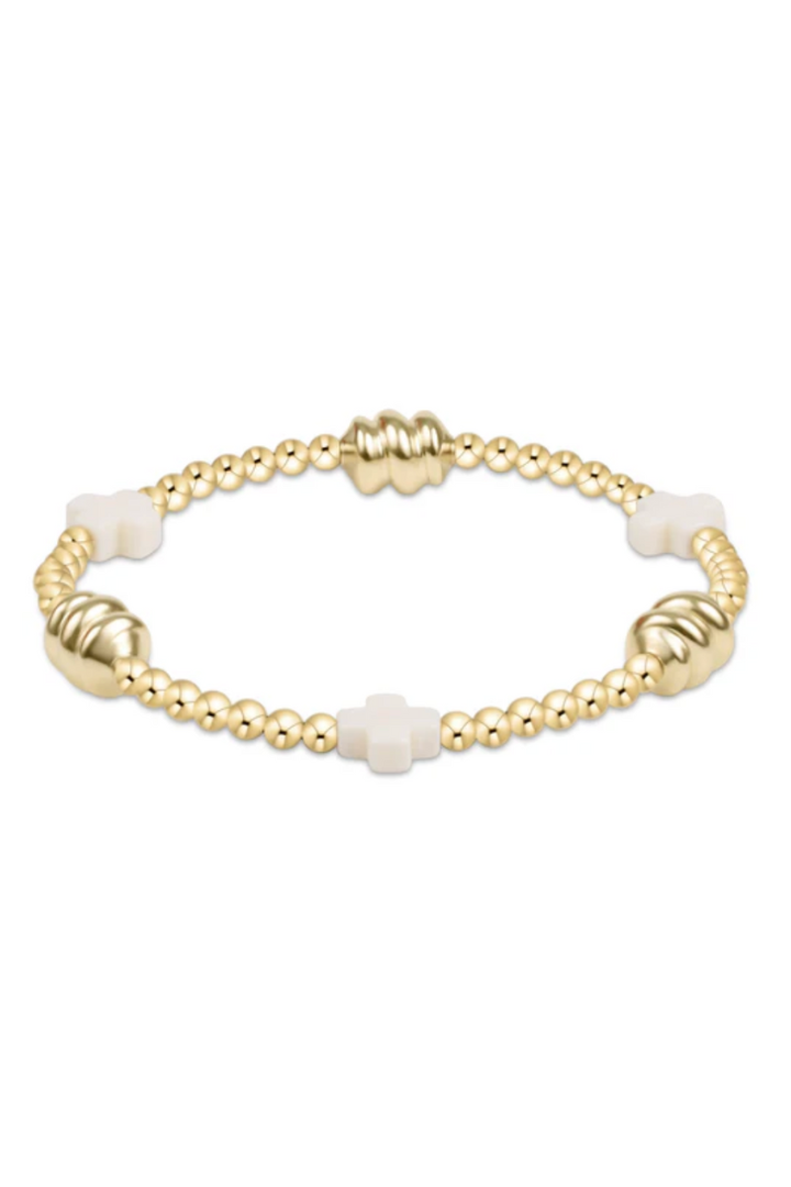 enewton: Signature Cross Admire Gold 3mm Bracelet-Off White-7- Jewelry-ENEWTON-Usher & Co - Women's Boutique Located in Atoka, OK and Durant, OK