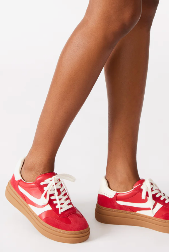 Steve Madden: Dodge Sneakers-Red Multi-9- Shoes-Steve Madden-Usher & Co - Women's Boutique Located in Atoka, OK and Durant, OK