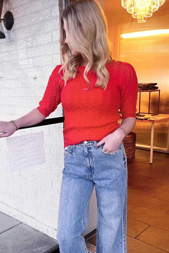 Sweeter Cable Knit Sweater Top-14-DISTRESSED-VINE & LOVE-Usher & Co - Women's Boutique Located in Atoka, OK and Durant, OK