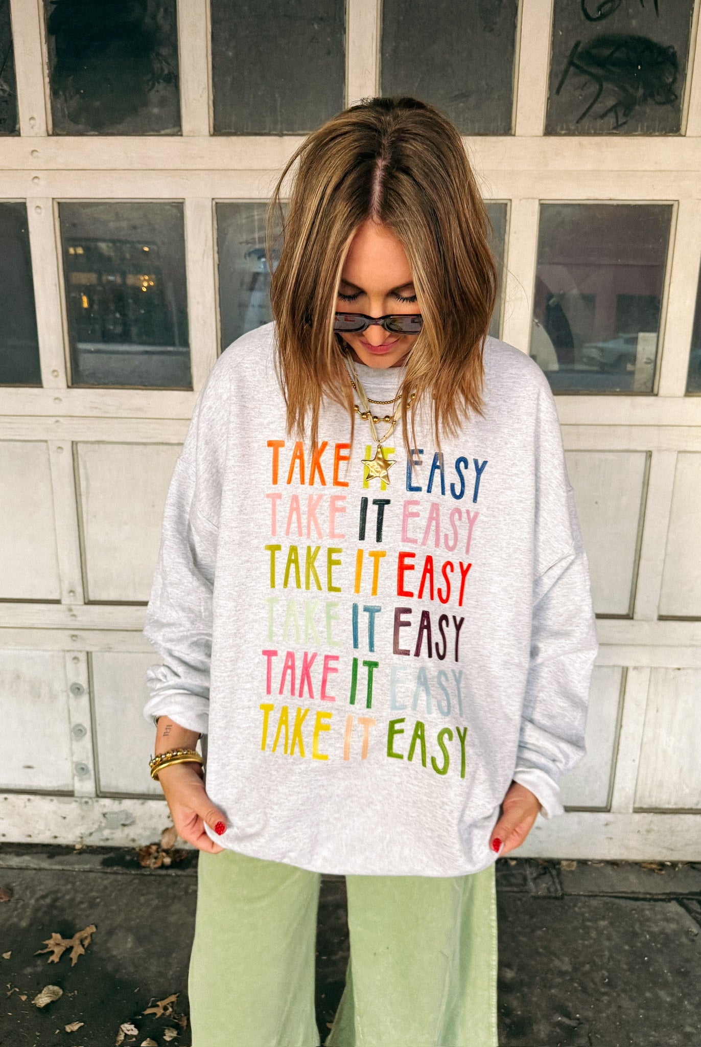 Take It Easy Sweatshirt-1- Tops-Etta + East-Usher & Co - Women's Boutique Located in Atoka, OK and Durant, OK