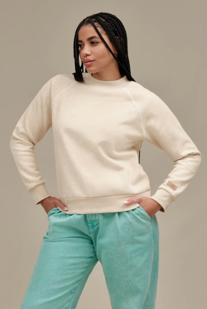 UGG: Classic Crewneck Sweatshirt-Sand Heather-1- Tops-UGG-Usher & Co - Women's Boutique Located in Atoka, OK and Durant, OK