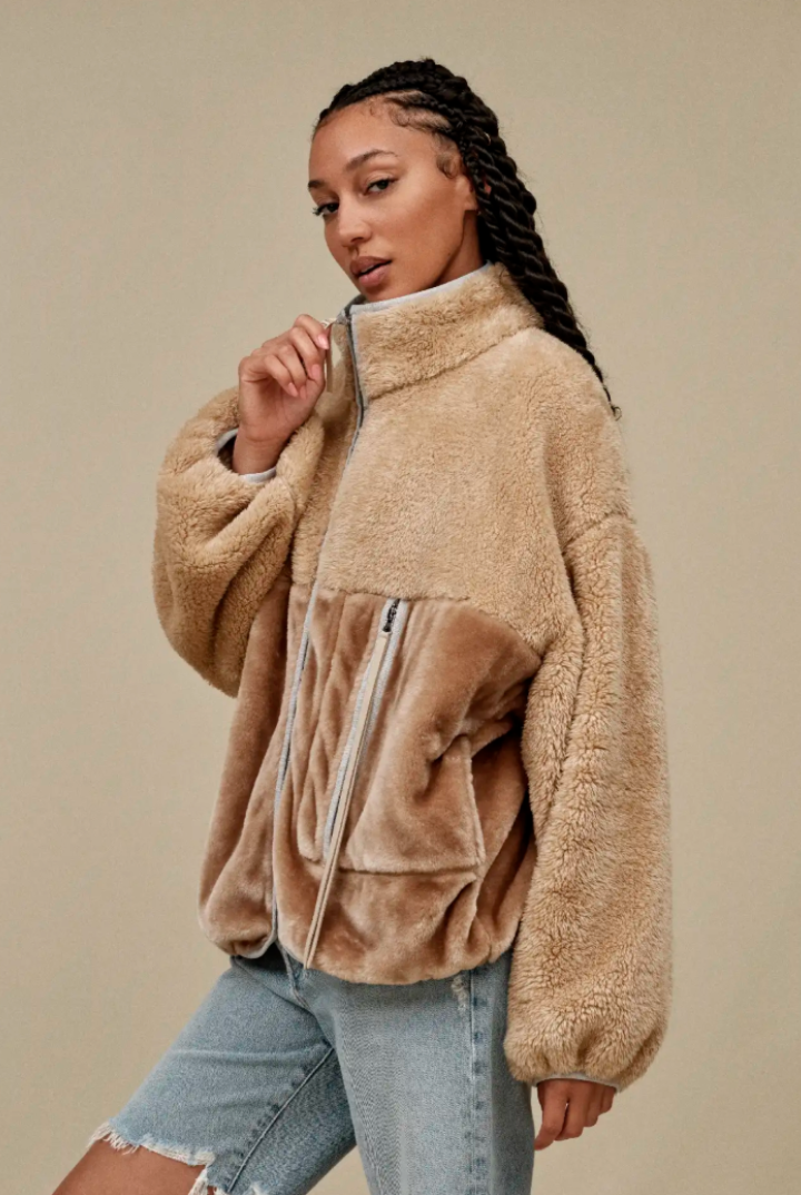 UGG: Marlene Sherpa Jacket II-Sandstone-2- Tops Over-UGG-Usher & Co - Women's Boutique Located in Atoka, OK and Durant, OK