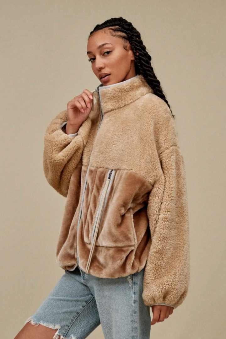 UGG: Marlene Sherpa Jacket II-Sandstone-2- Tops Over-UGG-Usher & Co - Women's Boutique Located in Atoka, OK and Durant, OK