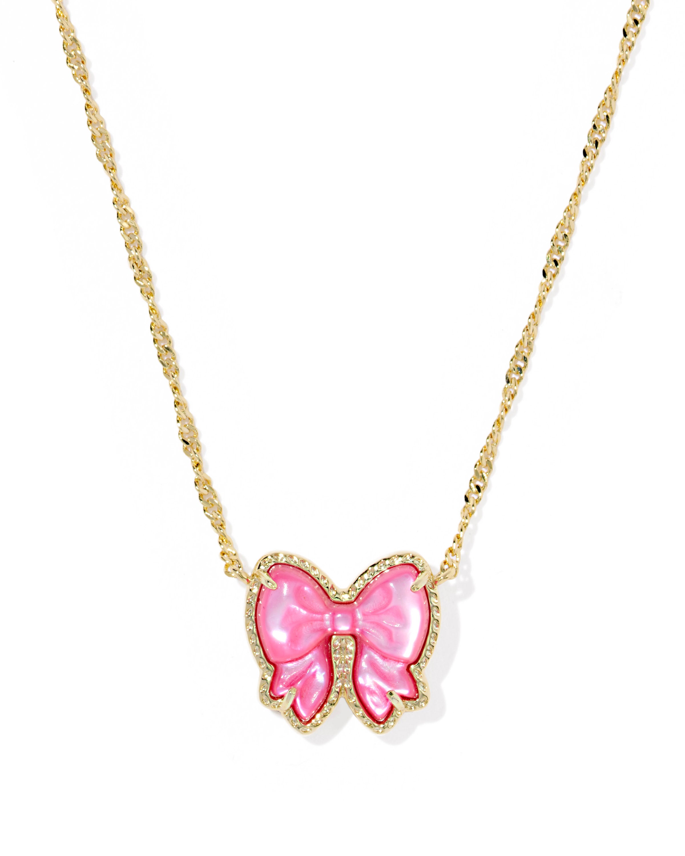 Kendra Scott: Haley Bow Short Pendant Necklace-Gold Rose Violet-7- Jewelry-KENDRA SCOTT-Usher & Co - Women's Boutique Located in Atoka, OK and Durant, OK