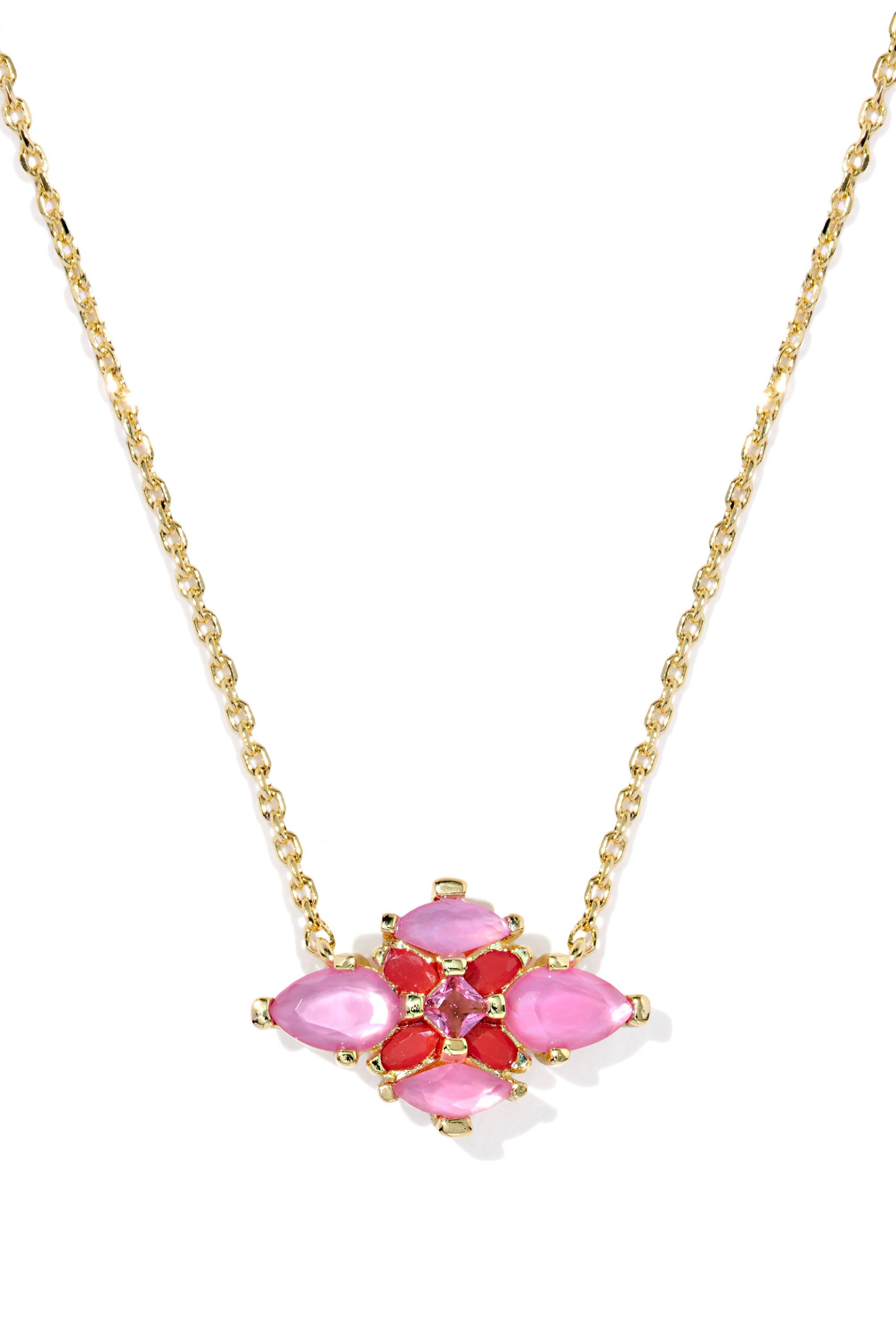 Kendra Scott: Abbie Crystal Short Pendant Necklace-Gold Pink Mix-7- Jewelry-KENDRA SCOTT-Usher & Co - Women's Boutique Located in Atoka, OK and Durant, OK