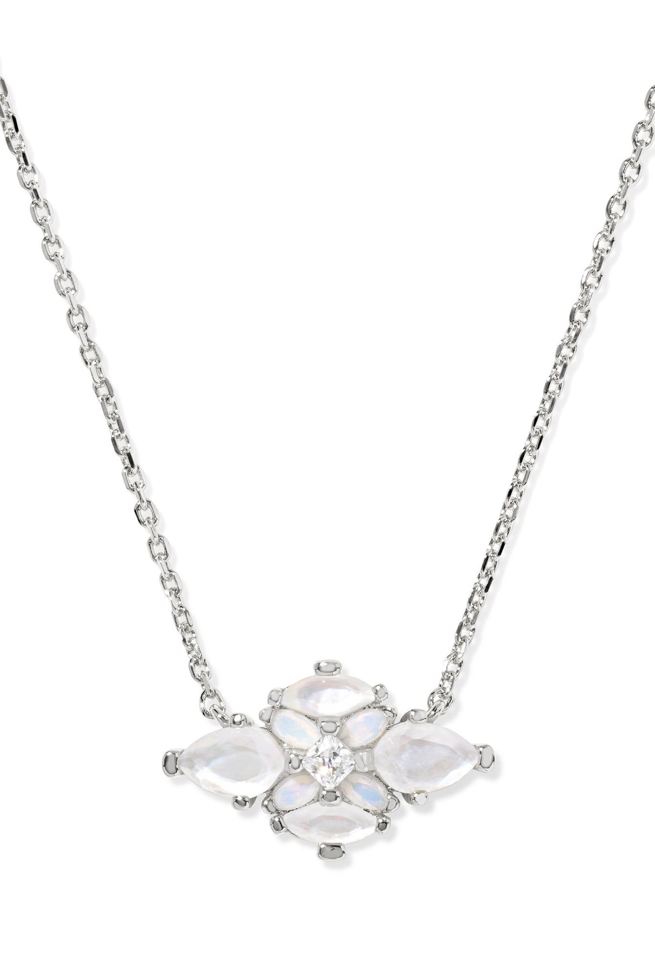 Kendra Scott: Abbie Crystal Short Pendant Necklace-Silver Neutral Mix-7- Jewelry-KENDRA SCOTT-Usher & Co - Women's Boutique Located in Atoka, OK and Durant, OK