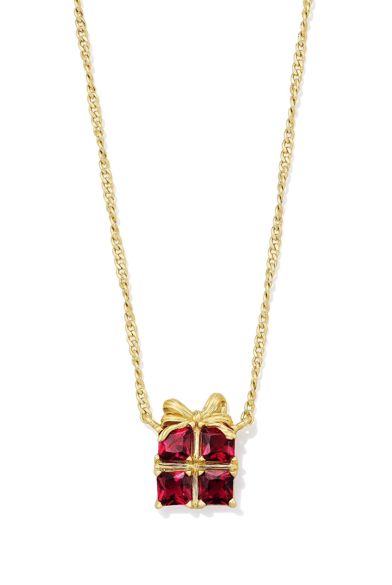 Kendra Scott: Present Short Pendant Necklace-Gold Red Crystal-7- Jewelry-KENDRA SCOTT-Usher & Co - Women's Boutique Located in Atoka, OK and Durant, OK