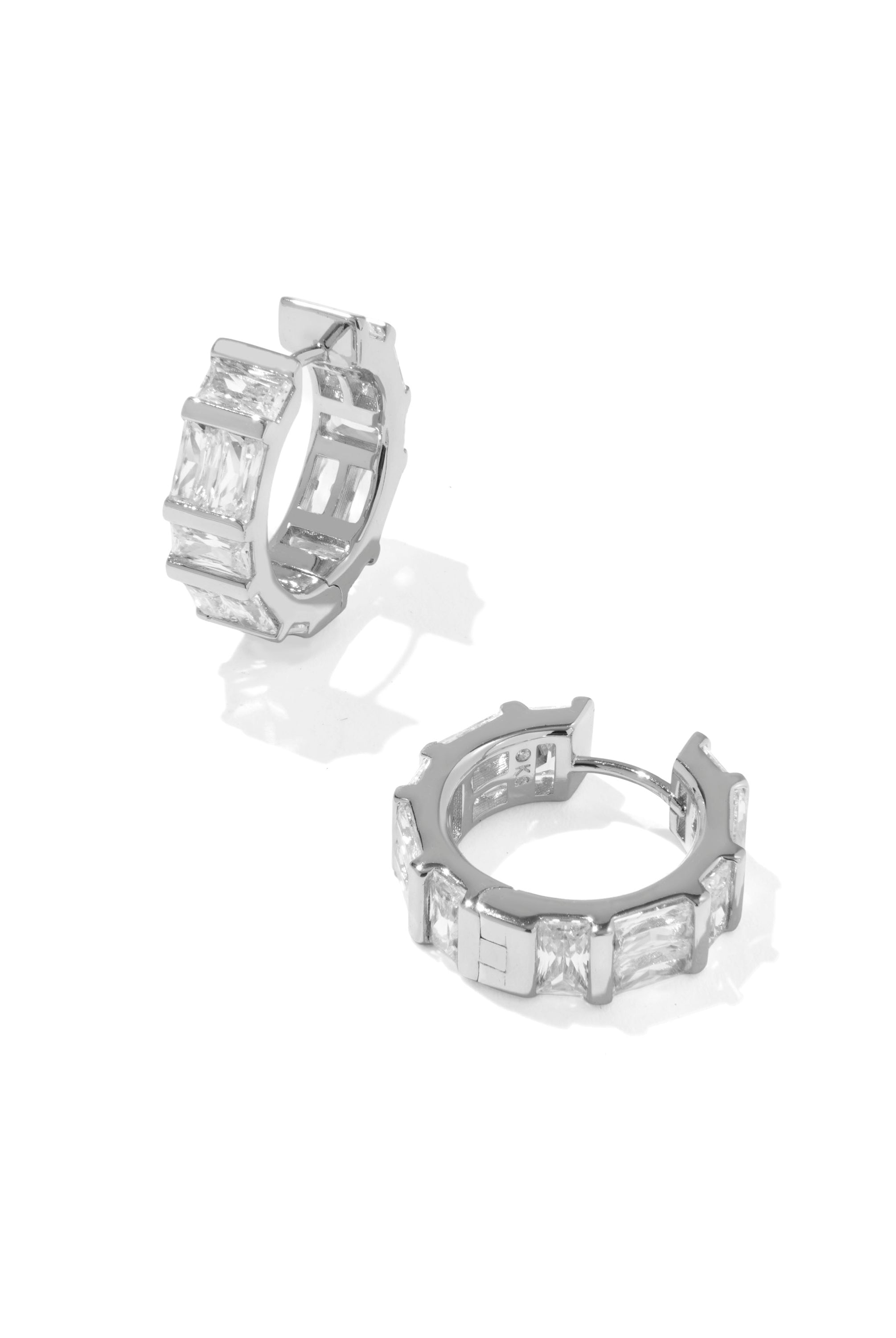 Kendra Scott: Jamie Huggie Earrings-Silver White CZ-7- Jewelry-KENDRA SCOTT-Usher & Co - Women's Boutique Located in Atoka, OK and Durant, OK