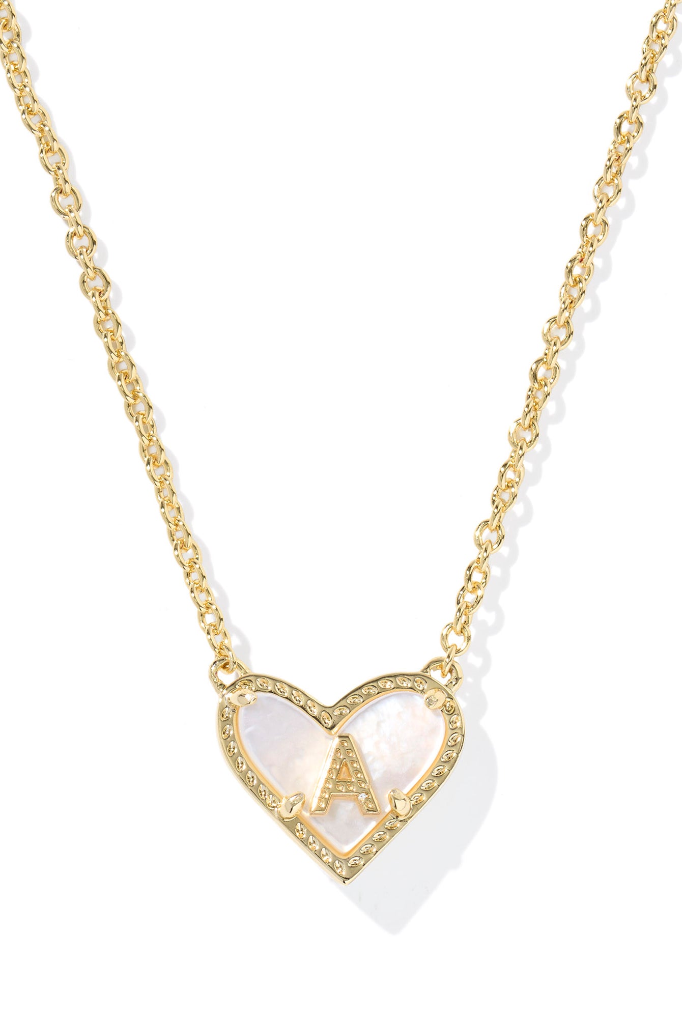 Kendra Scott: Heart Letter A Short Pendant Necklace-Gold Ivory-KENDRA SCOTT-Usher & Co - Women's Boutique Located in Atoka, OK and Durant, OK
