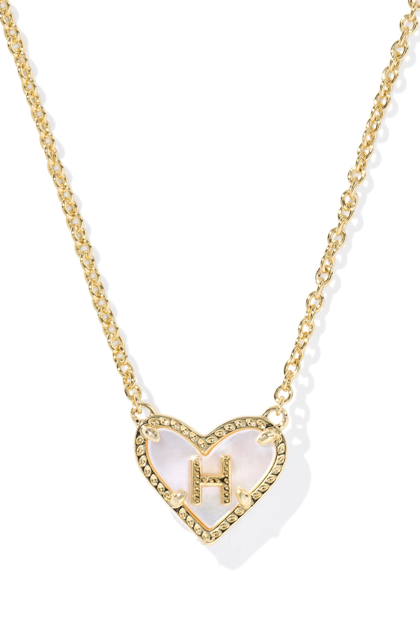 Kendra Scott: Heart Letter H Short Pendant Necklace-Gold Ivory-KENDRA SCOTT-Usher & Co - Women's Boutique Located in Atoka, OK and Durant, OK