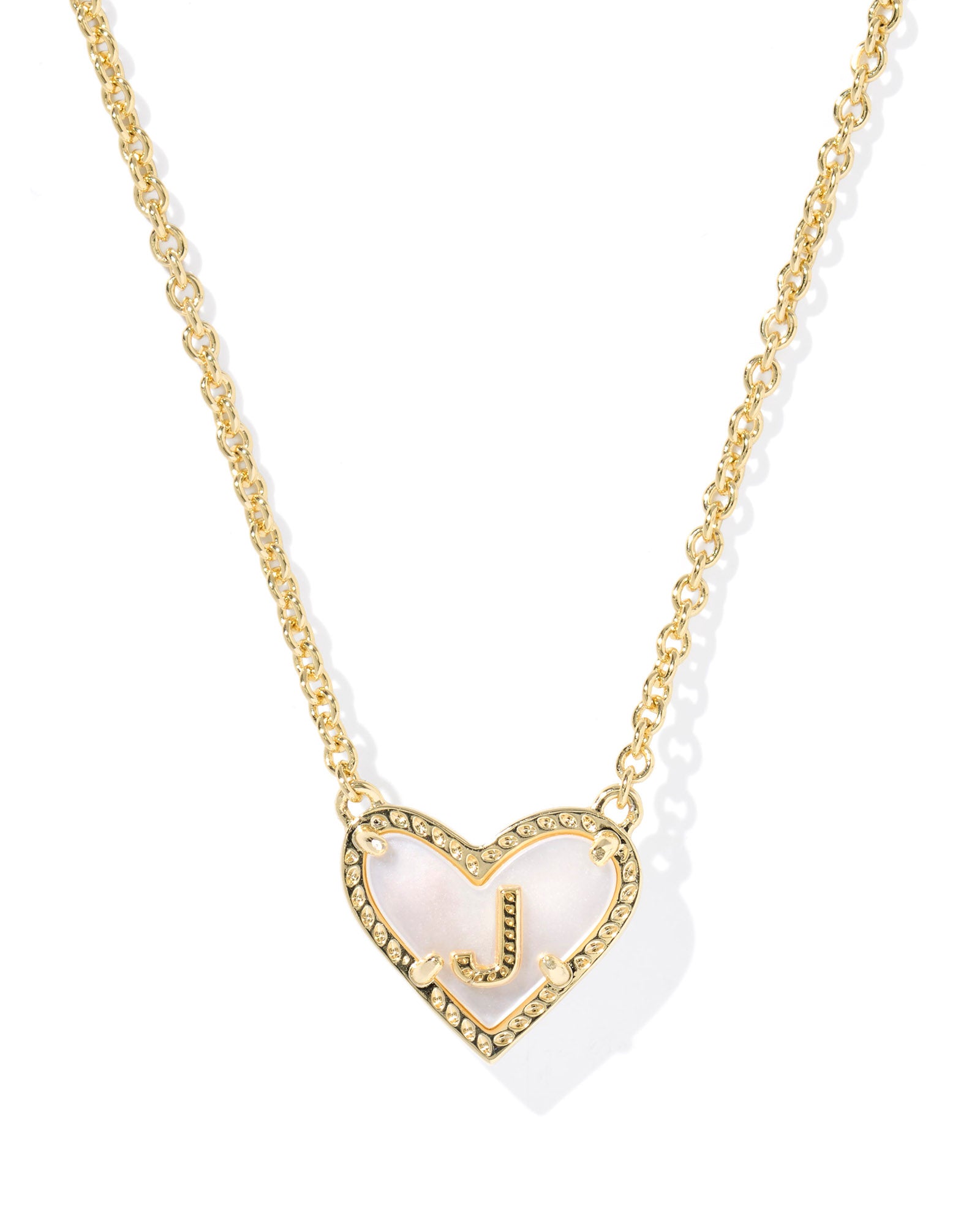 Kendra Scott: Heart Letter J Short Pendant Necklace-Gold Ivory-KENDRA SCOTT-Usher & Co - Women's Boutique Located in Atoka, OK and Durant, OK