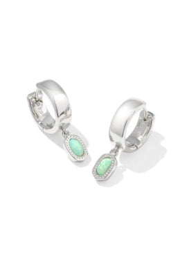 Kendra Scott: Mini Ellie Wide Huggie - Gold Green Lab Opal-7- Jewelry-Kendra Scott-Usher & Co - Women's Boutique Located in Atoka, OK and Durant, OK