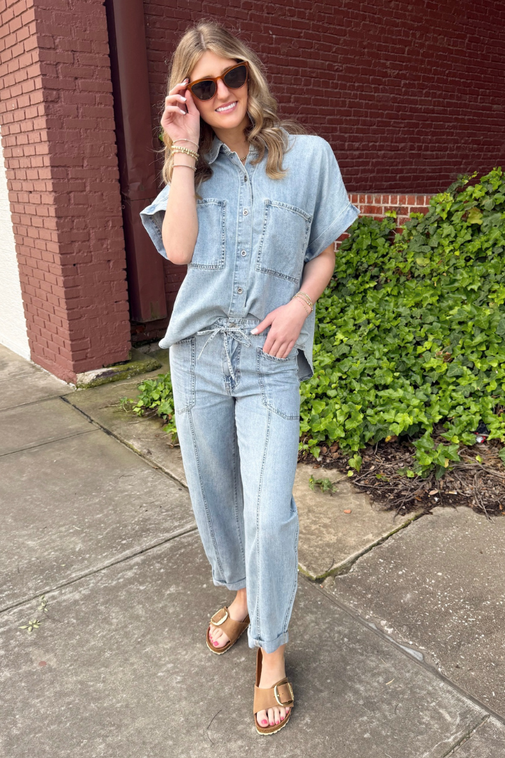 DAZE: Villa Barrel Leg Pants-Wild Card-4- Bottoms-DAZE-Usher & Co - Women's Boutique Located in Atoka, OK and Durant, OK